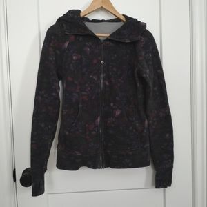 lululemon dark floral scuba full zip hoodie
